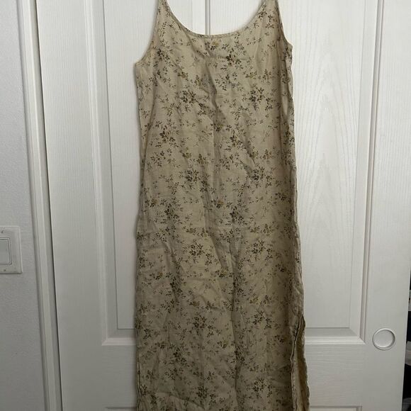 Abercrombie & Fitch Vintage Tan Brown Sleeveless Slip Dress 100% Linen - Picture 1 of 3